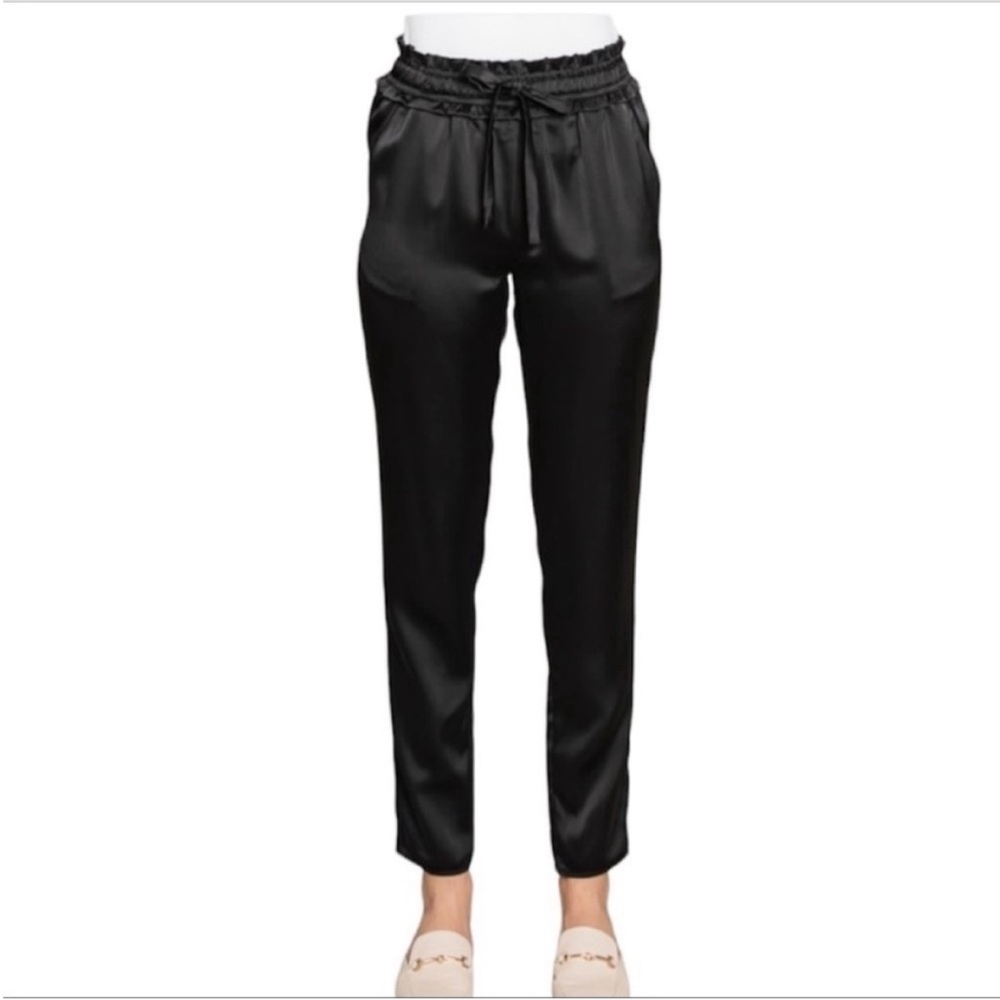 HEYSON shantung satin straight leg pants S black